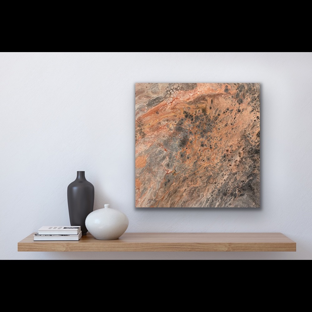 Painting - Fluid Art Original On 14x14 Canvas - Copper Mine II